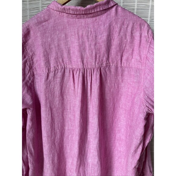 Cynthia Rowley Shirt Womens 2X 100% Linen Pink Roll Tab Sleeves - Picture 3 of 9